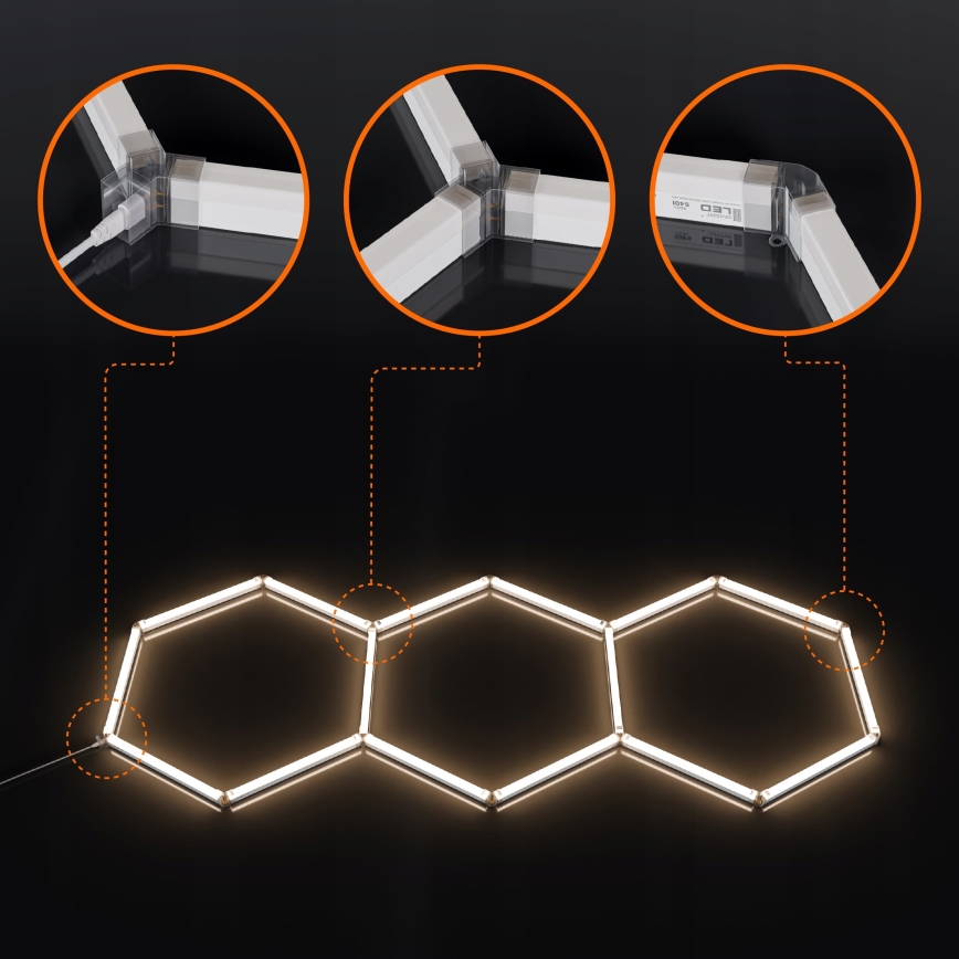 Candeeiro de tecto LED HEXAGON LED/128W/85-265V 4000K 248x97 cm CRI 90 IP54 branco