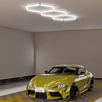 Candeeiro de tecto LED HEXAGON LED/128W/85-265V 6000K 248x97 cm CRI 90 IP54 branco