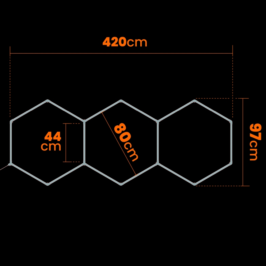 Candeeiro de tecto LED HEXAGON LED/128W/85-265V 6000K 248x97 cm CRI 90 IP54 branco