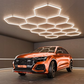 Candeeiro de tecto LED HEXAGON LED/426W/85-265V 6500K 484x243 cm CRI 90 IP54 branco