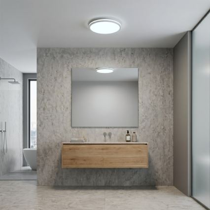 Candeeiro de tecto LED HUGO LED/12/18/24W/230V 3000/4000/6500K Ø 30 cm IP54 branco