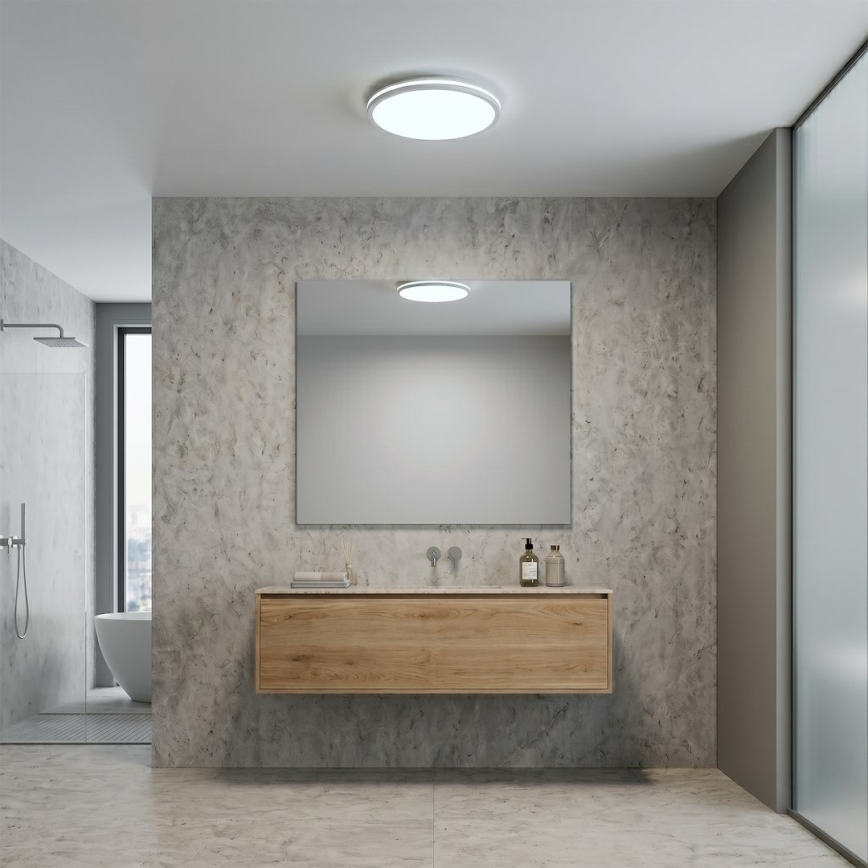 Candeeiro de tecto LED HUGO LED/12/18/24W/230V 3000/4000/6500K Ø 30 cm IP54 branco