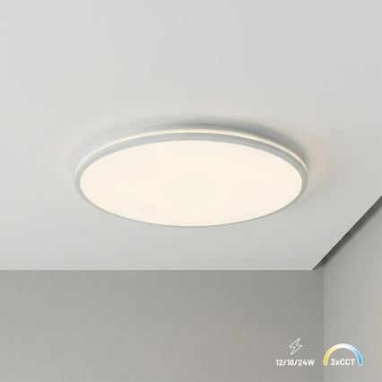 Candeeiro de tecto LED HUGO LED/12/18/24W/230V 3000/4000/6500K Ø 30 cm IP54 branco