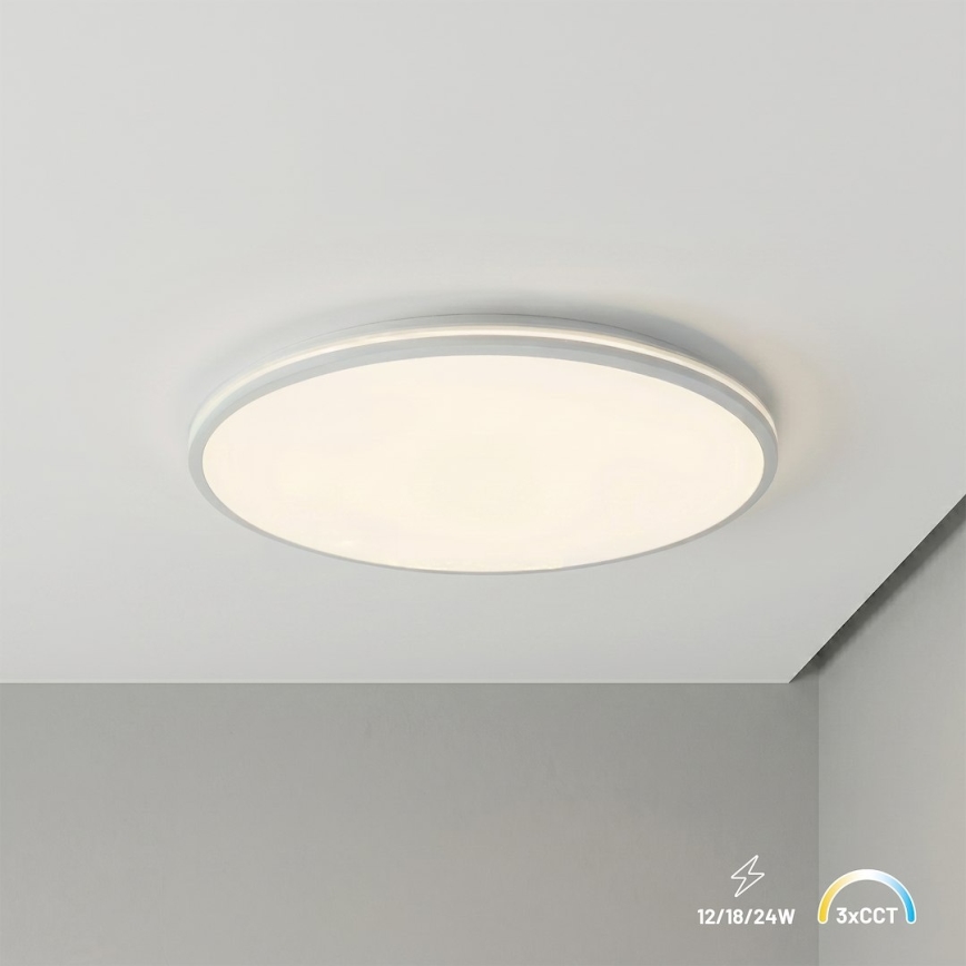 Candeeiro de tecto LED HUGO LED/16/24/32W/230V 3000/4000/6500K Ø 37 cm IP54 branco