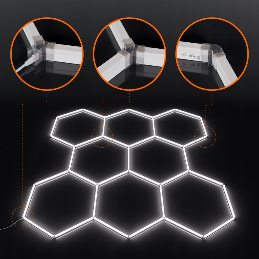 Candeeiro de teto LED HEXAGON LED/280W/85-265V 6500K 313x298 cm CRI 90 IP54 branco