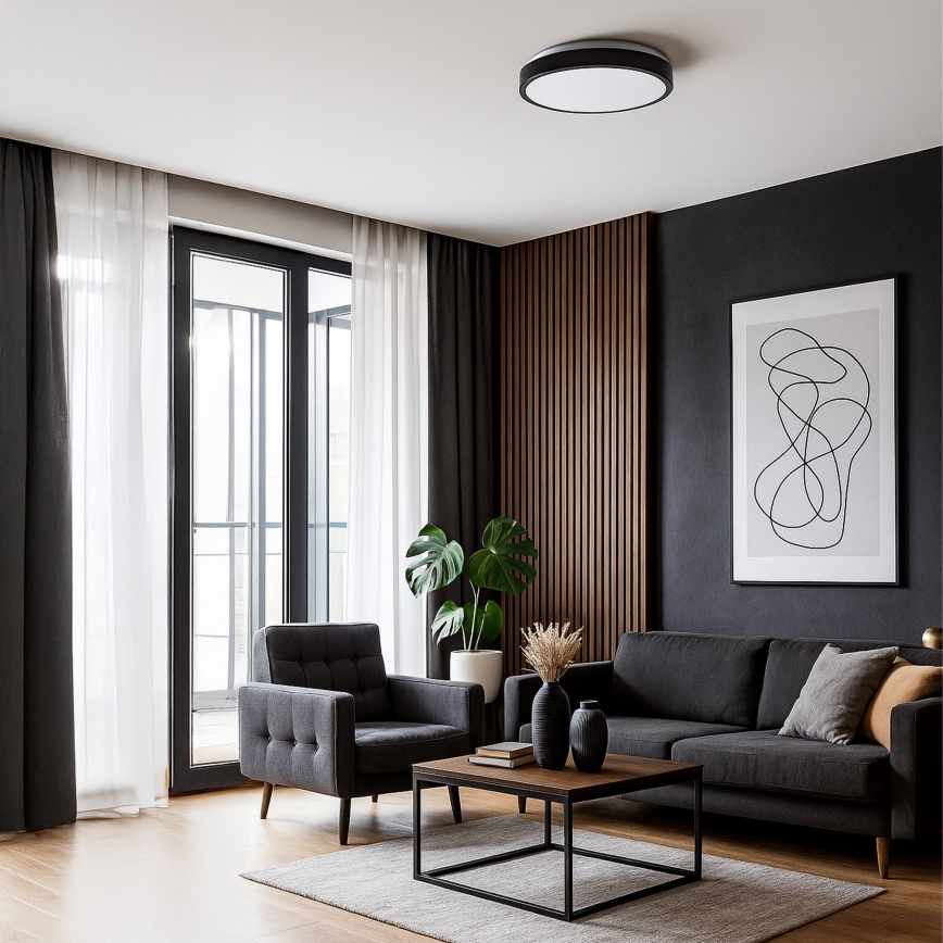 Candeeiro de tecto LED LIBRA LED/15W/230V 4000K Ø 29 cm preto