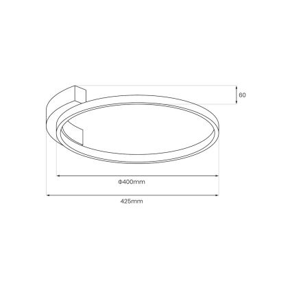 Candeeiro de tecto LED LUNA LED/18W/230V Ø 42,5 cm preto