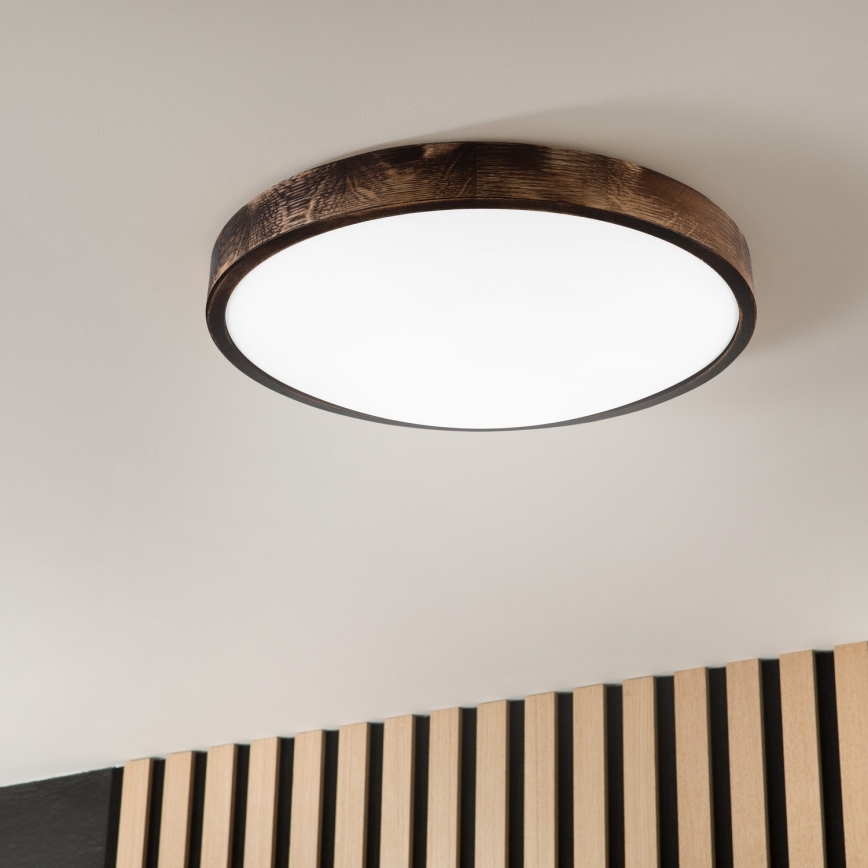 Candeeiro de tecto LED OAK SMOKY SLIM, 36W, 230V, 4000K, Ø 47 cm, carvalho/castanho escuro