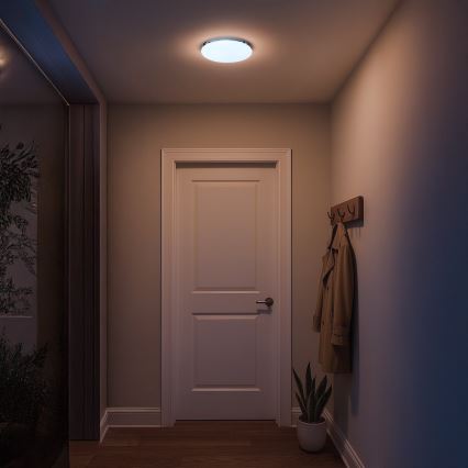 Candeeiro de tecto LED para casa de banho MAYA LED/15W/230V, diâmetro 33 cm, IP44, acabamento cromado brilhante