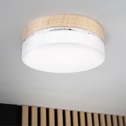 Candeeiro de Teto LED SIRJA BOHO LED/36W/230V 4000K Ø 45 cm bege/branco