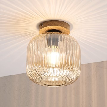 Candeeiro de tecto MILOU WOOD 1xE27/15W/230V carvalho/bege fumado Ø 20 cm