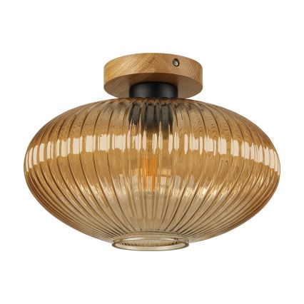 Candeeiro de tecto MILOU WOOD 1xE27/15W/230V carvalho/bege fumado Ø 29 cm