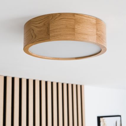 Candeeiro de tecto OAK 1xE27/60W/230V, acabamento em carvalho, Ø 27,5 cm
