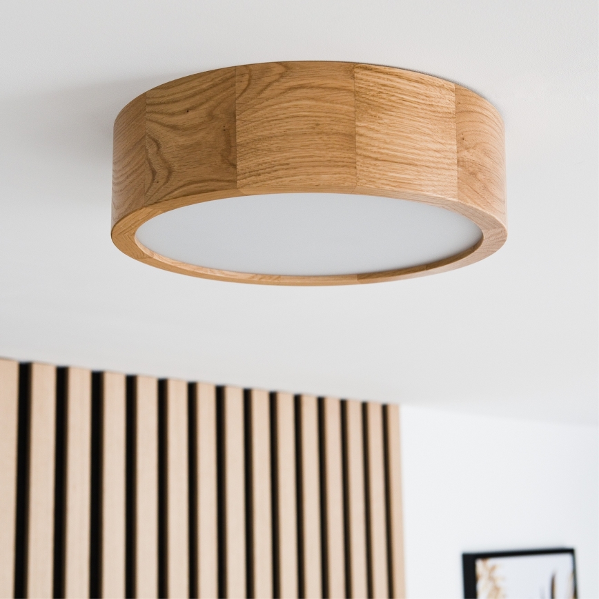 Candeeiro de tecto OAK 1xE27/60W/230V, acabamento em carvalho, Ø 27,5 cm
