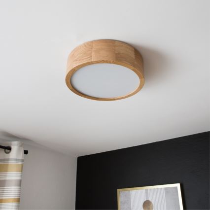 Candeeiro de tecto OAK 1xE27/60W/230V, acabamento em carvalho, Ø 27,5 cm