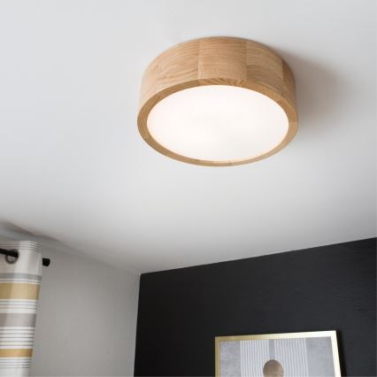 Candeeiro de tecto OAK 1xE27/60W/230V, acabamento em carvalho, Ø 27,5 cm