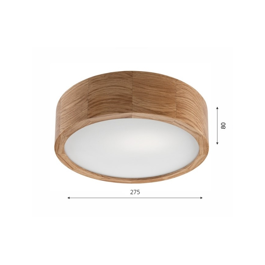 Candeeiro de tecto OAK 1xE27/60W/230V, acabamento em carvalho, Ø 27,5 cm