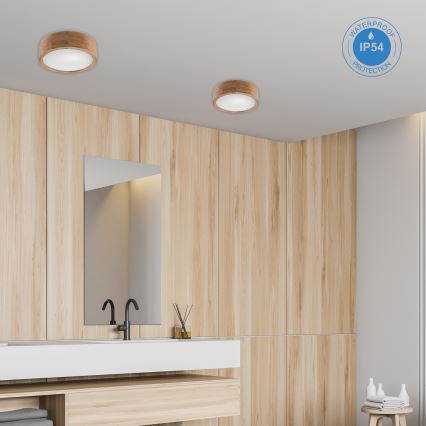 Candeeiro de tecto para casa de banho OAK, 2xE27/15W/230V, IP54, acabamento em carvalho, diâmetro 27 cm