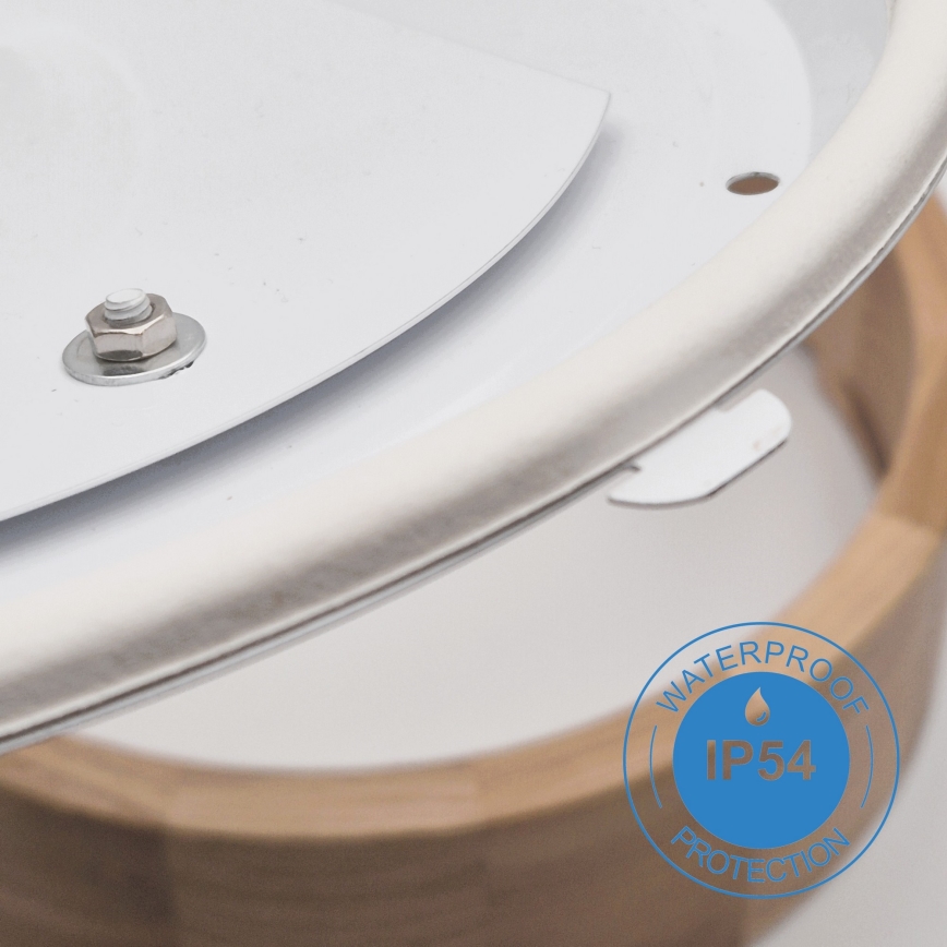 Candeeiro de tecto para casa de banho OAK, 2xE27/15W/230V, IP54, acabamento em carvalho, diâmetro 27 cm