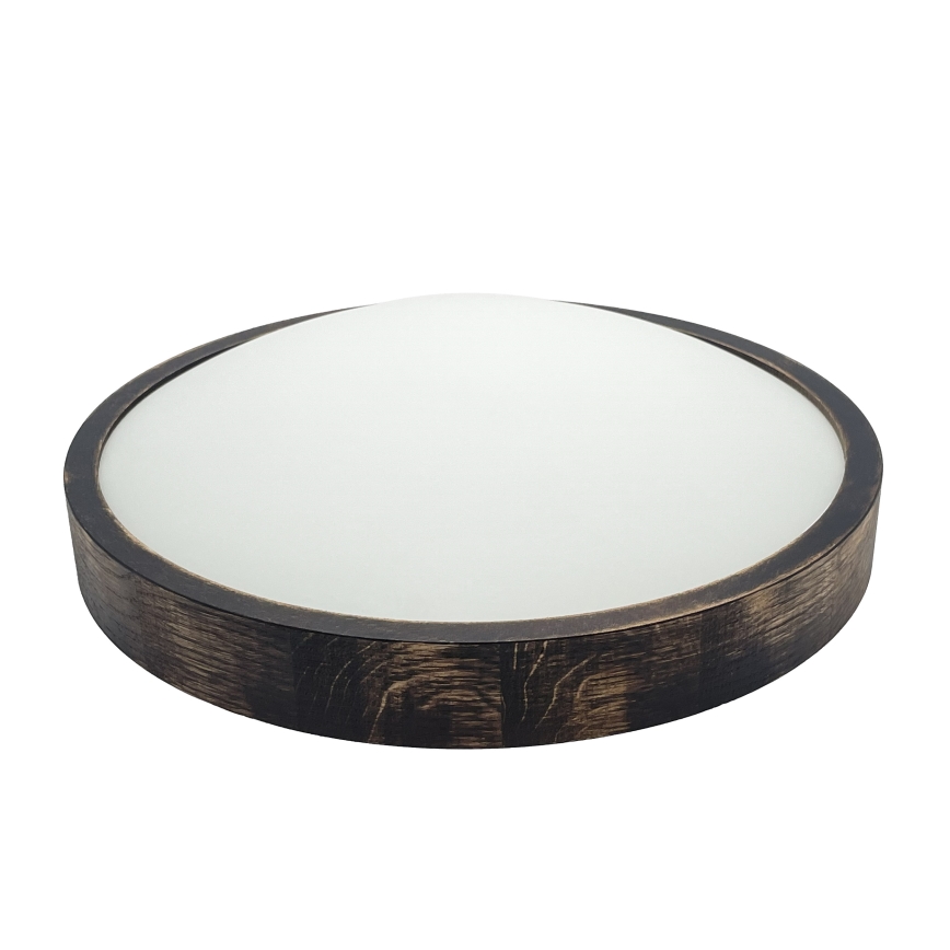 Candeeiro de tecto OAK SMOKY SLIM 2xE27/15W/230V, diâmetro 37 cm, carvalho/castanho escuro