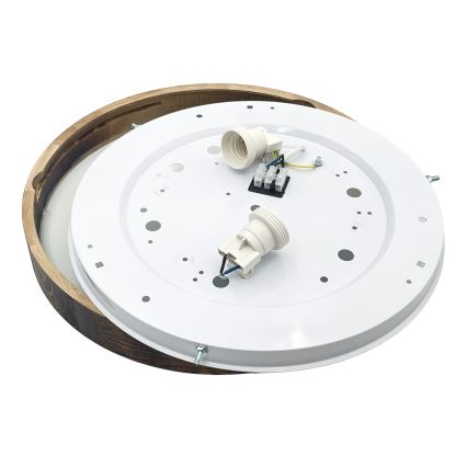 Candeeiro de tecto OAK SMOKY SLIM 2xE27/15W/230V, diâmetro 37 cm, carvalho/castanho escuro