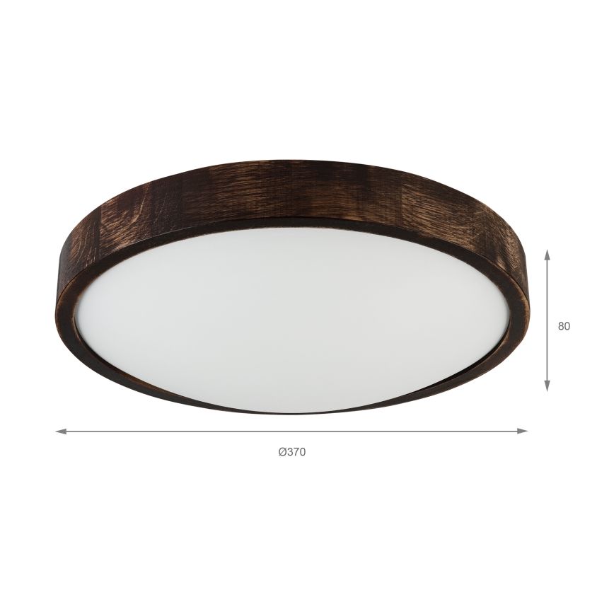 Candeeiro de tecto OAK SMOKY SLIM 2xE27/15W/230V, diâmetro 37 cm, carvalho/castanho escuro