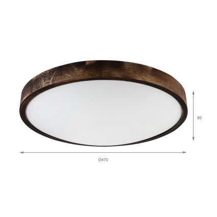Candeeiro de tecto OAK SMOKY SLIM 3xE27/15W/230V Ø 47 cm carvalho / castanho escuro