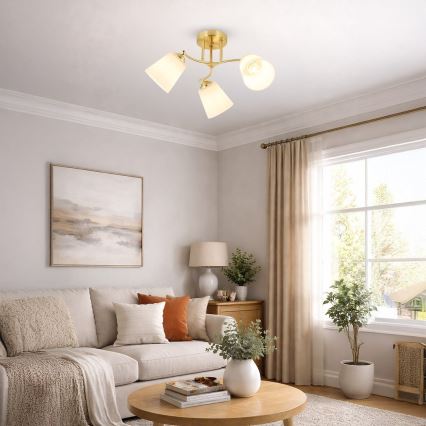 Candeeiro de tecto PAFOS 3xE27/15W/230V dourado