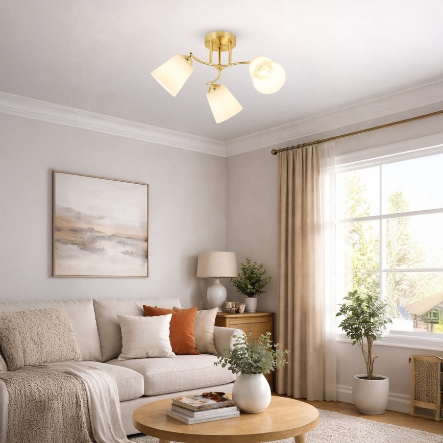 Candeeiro de tecto PAFOS 3xE27/15W/230V dourado