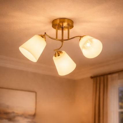 Candeeiro de tecto PAFOS 3xE27/15W/230V dourado