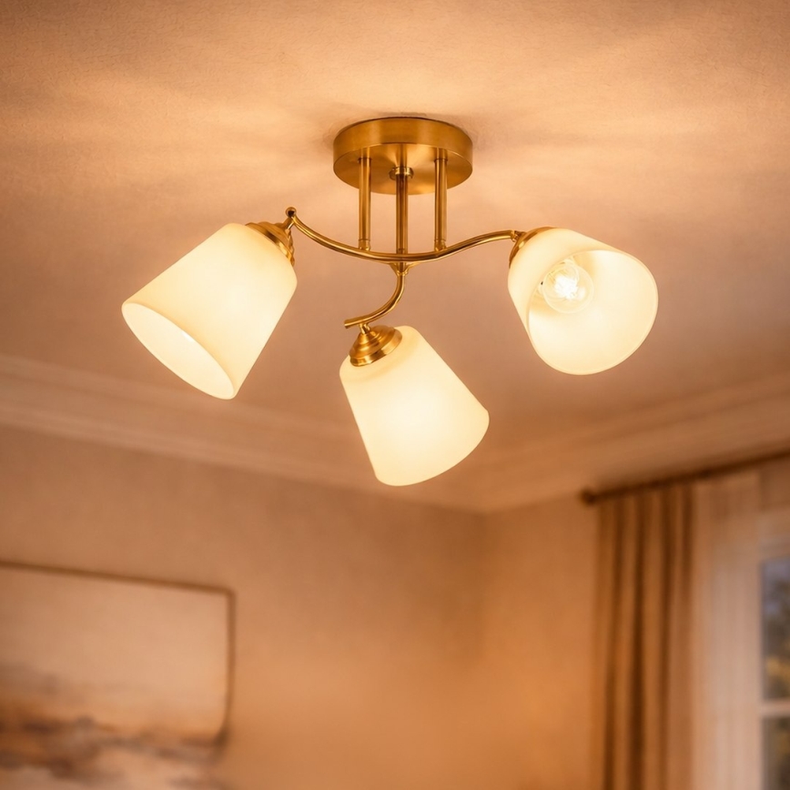 Candeeiro de tecto PAFOS 3xE27/15W/230V dourado