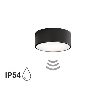 Candeeiro de tecto para casa de banho com sensor CLEO 1xE27/24W/230V Ø 20 cm IP54 preto