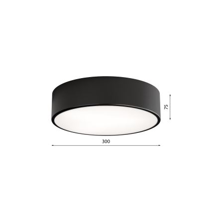 Candeeiro de tecto para casa de banho com sensor CLEO, 2xE27/24W/230V, Ø 30 cm, preto, IP54
