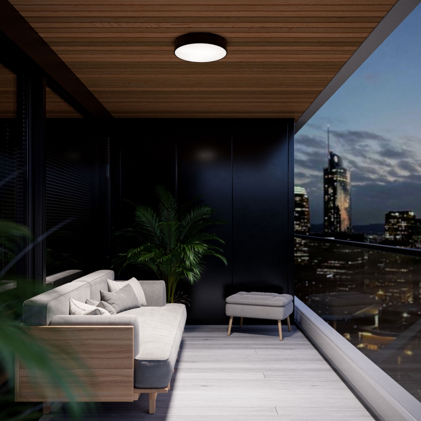 Candeeiro de tecto para casa de banho com sensor CLEO 3xE27/24W/230V, diâmetro 40 cm, preto, IP54