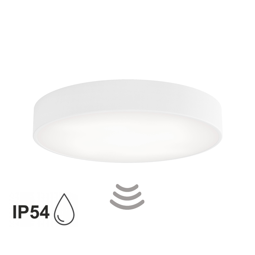 Candeeiro de tecto para casa de banho com sensor CLEO 4xE27/24W/230V Ø 50 cm IP54 branco