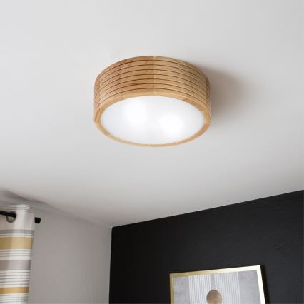 Candeeiro de tecto para casa de banho LINARO, 2xE27/15W/230V, IP54, carvalho, Ø 27 cm