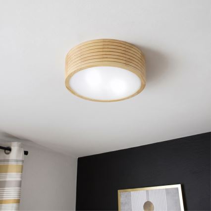 Candeeiro de tecto para casa de banho NATURAL MODERN 2xE27/15W/230V IP54 Ø 27,5 cm pinho