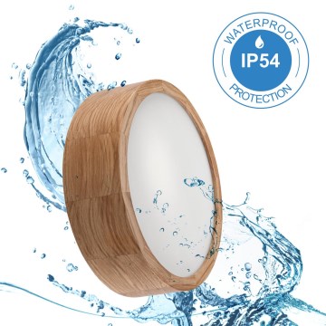 Candeeiro de tecto para casa de banho OAK 2xE27/15W/230V IP54 carvalho Ø 27 cm