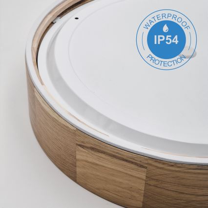 Candeeiro de tecto para casa de banho OAK 3xE27/15W/230V carvalho Ø 37 cm IP54