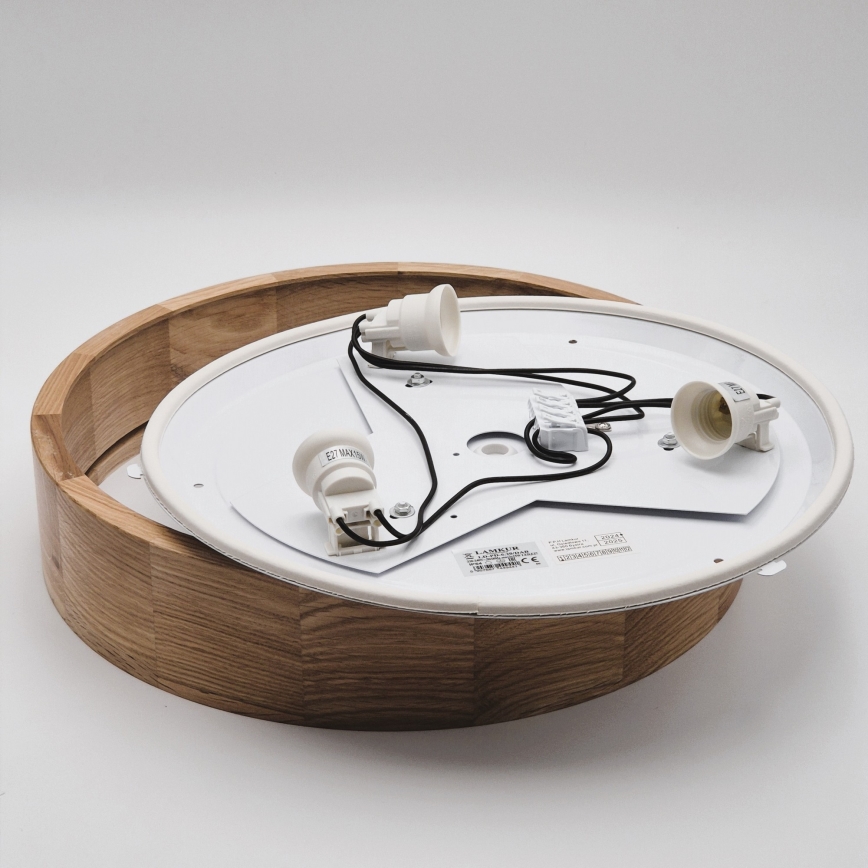 Candeeiro de tecto para casa de banho OAK 3xE27/15W/230V carvalho Ø 37 cm IP54