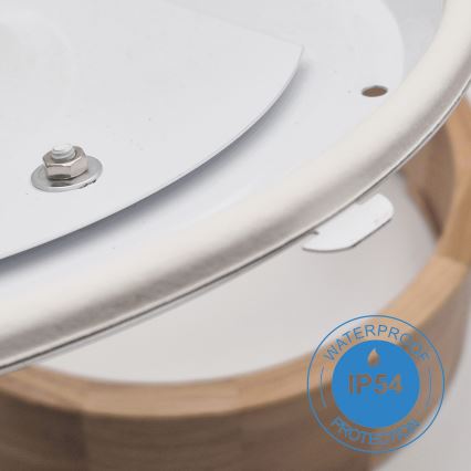 Candeeiro de tecto para casa de banho OAK 3xE27/15W/230V carvalho Ø 37 cm IP54