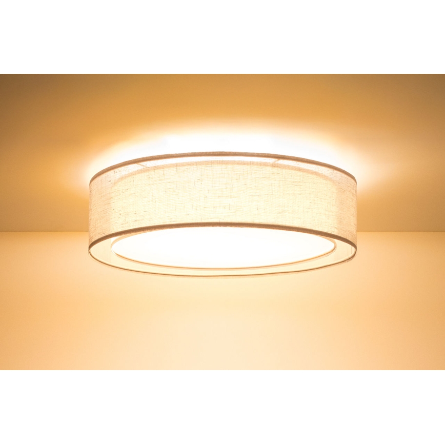 Candeeiro de tecto PURO 2xE27/40W/230V, diâmetro 50 cm, bege