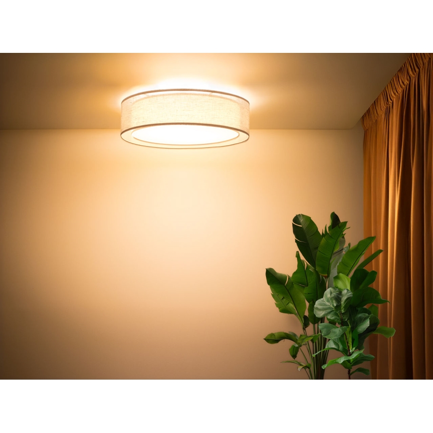 Candeeiro de tecto PURO 2xE27/40W/230V, diâmetro 50 cm, bege