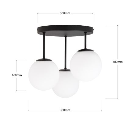 Candeeiro de tecto raso MOONLIGHT 3xE27/15W/230V, preto