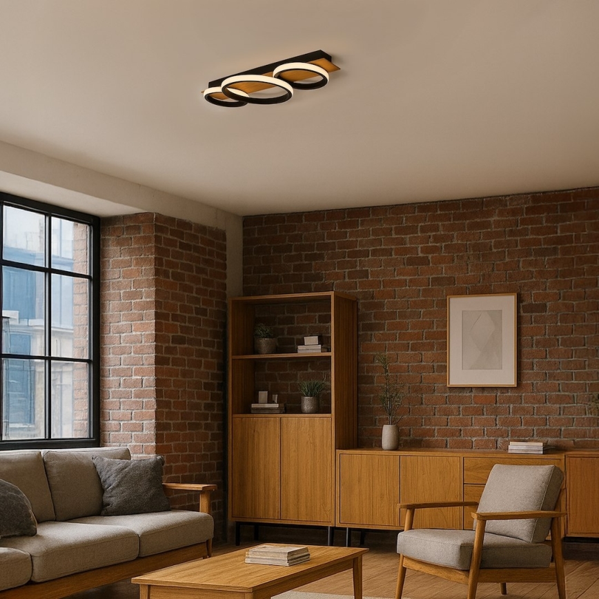 Candeeiro de tecto ROWENA LED/18W/230V preto/castanho