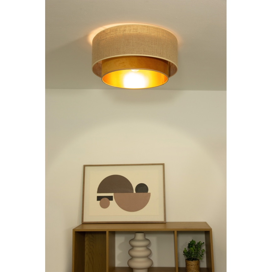 Candeeiro de tecto SARTA 1xE27/60W/230V Ø 45 cm cobre/juta