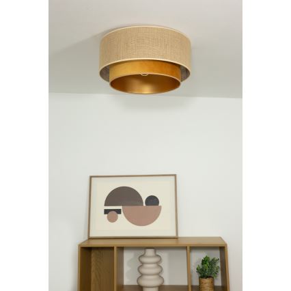 Candeeiro de tecto SARTA 1xE27/60W/230V Ø 45 cm cobre/juta