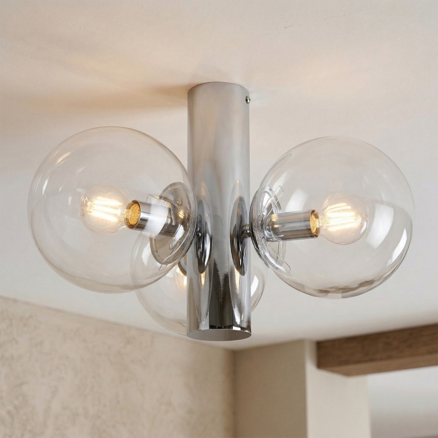 Candeeiro de tecto SFERIO 3xE14/5W/230V cromado brilhante/vidro transparente