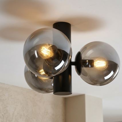 Candeeiro de tecto SFERIO 3xE14/5W/230V preto/preto fumado