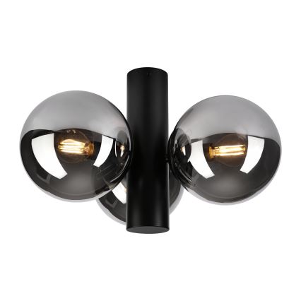 Candeeiro de tecto SFERIO 3xE14/5W/230V preto/preto fumado